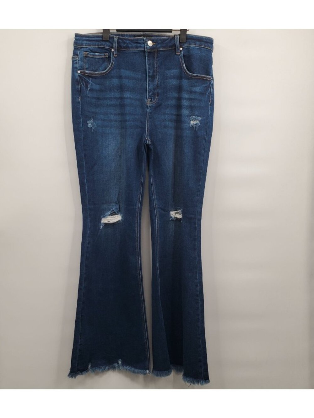 Risen Bentley High Rise Flare Jeans Denim Pants Women Size 2XL NWT Distressed